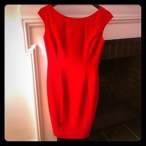 Red, tailored dress